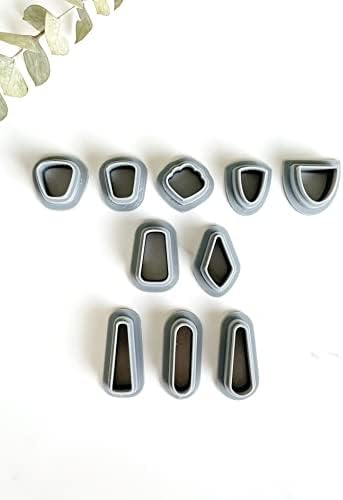Rezači kolačića od polimerne gline – Clayful Co Mini Dangle Stud paket Set od 10 plastičnih rezača za nakit i oblike naušnica