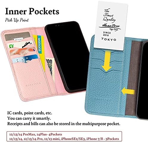 Hanatora] iPhone 12 mini, flip-futrola, skupljanje teleća koža, utor za karticu, bez magneta, ph-12mini-crna