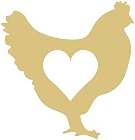 Piletina sa srcem izrez Unfinished Wood Farmhouse Country Living posebna prilika / Dan zaljubljenih vješalica za vrata MDF oblik platna
