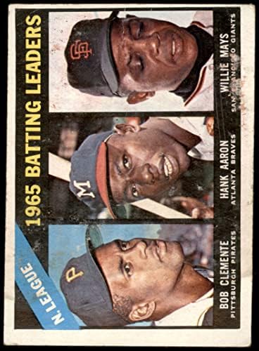 1966. godine 215 NL lideri za bacanje Roberto Clemente / Willie Mays / Hank Aaron Braves / Pirati / Giants Fair Braves / Pirati