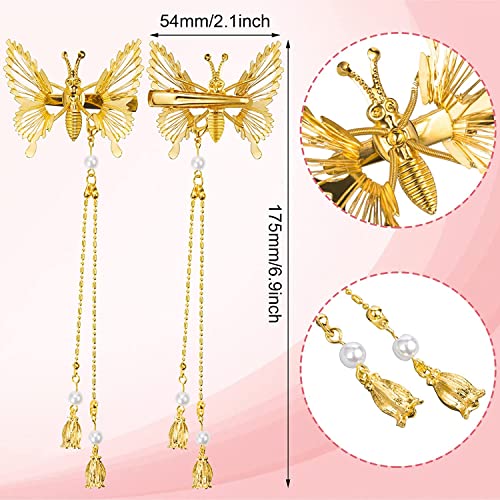 SALOCY Tassel Butterfly ukosnica, 2 komada Tassel hair Clips Butterfly Hair Barrettes Gold Metal Hair Pins Hair Accessories For Women