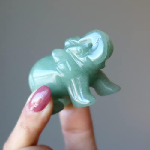 Satenski kristali zeleni aventurinski slon kristal životinja