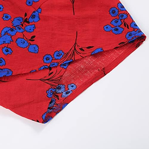 Pamučne posteljine obrezane hlače Žene Ležerne prilike ljetene hlače sa džepovima visoke struke udobne plačke hlače cvjetne harem
