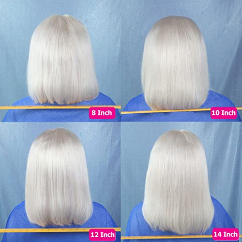 Mscathy Platinum plava 13x4 ljudska kosa Bob perika HD čipka prednja prozračna kosa prethodno iščupana prozirna 180% gustoća čipkaste