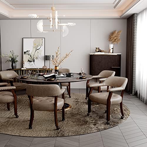 LEEMTORIG moderna trpezarijska stolica sa točkovima i rukama, kancelarijske stolice za goste & stolice za prijem, antilop koža udobna