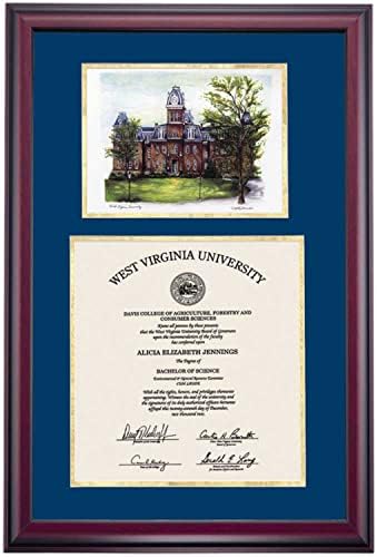 OCM diplomadisplay Premier Okvir za univerzitetu West Virginia WVU planinare | 11 x 14 diplomski certifikati | Mornarica / zlatna