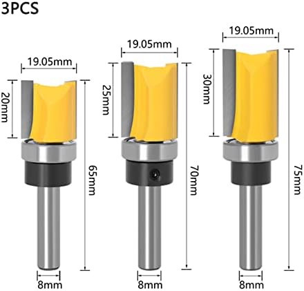 Površinski glodalica 1 Paket 8mm Shank Flush Trim Bit za usmjerivač uzorak sa gornjim donjim ležajem ravni nož za rezač za drvo