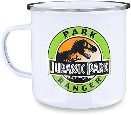 Silver Buffalo Jurassic Park Ranger Emamel Kamper | PUTNIŠTVE KUPA BPA BPA za espresso, kakao, čaj | Drži 21 unce