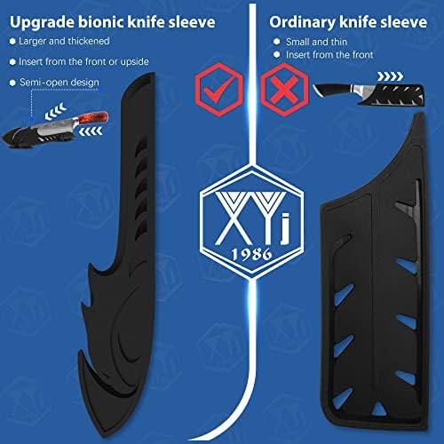 Authentic XYJ od 1986,2-komada plastične navlake za noževe sa držačima za odlaganje omotača,univerzalni poklopac oštrice,Kuhinjski kuharski nož,zaštita od ivica,ne-BPA,izdržljiva, bijela, crna