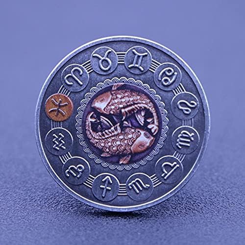 CryptoCurrency Favorite kovanica Komemorativni novčić za dvanaest Constellation Ribe Boja Sunce Lucky Coin Želeći kovanica kovanica