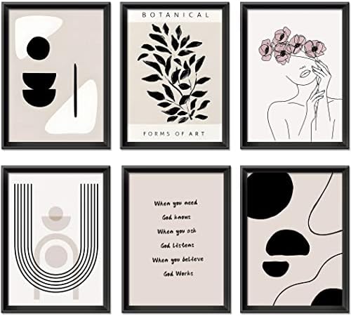 LUCMO Boho Art Wall Decor Canvas Print Set od 6,apstraktna geometrijska linija umjetnička Slika Slika,moderni minimalistički Poster