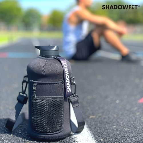 Shadowfit Polu galonske boce sa slamom ručice poklopce i spremište za pohranu - veliki držač vrča sa remenom za piće tokom vježbanja