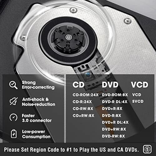 ROOFULL eksterni CD DVD pogon USB 3.0 Type-C prijenosni DVD / CD ROM + / - RW optički uređaj plamenik sa zaštitnom futrolom za nošenje