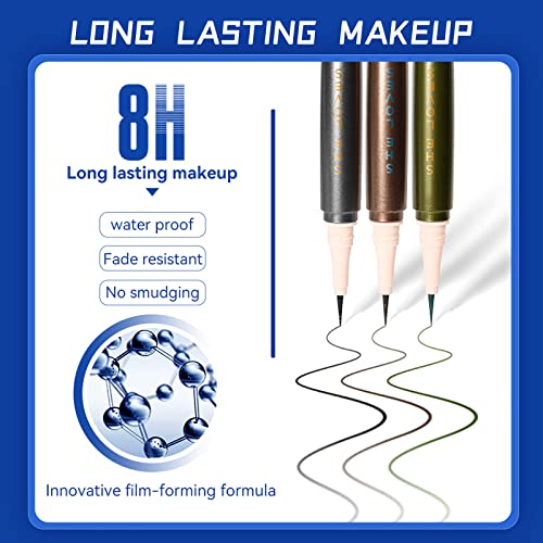 KISSIO Eyeliner, vodootporni tečni Eyeliner,dugotrajni Eyeliner, pigmentacija Eyelinera u boji, izgrađene tanke do guste linije,bez