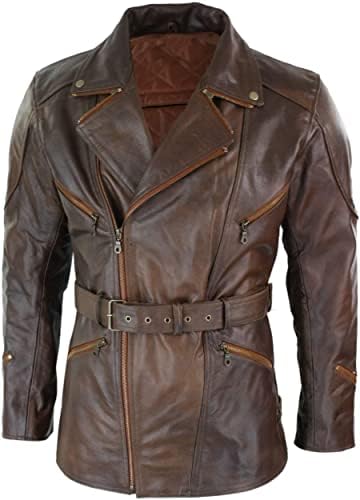 Nebo-prodavač muški 3/4 četvrt Dužina motocikla Crna bicikla duga jakna - originalni kožni kaput zimska odjeća