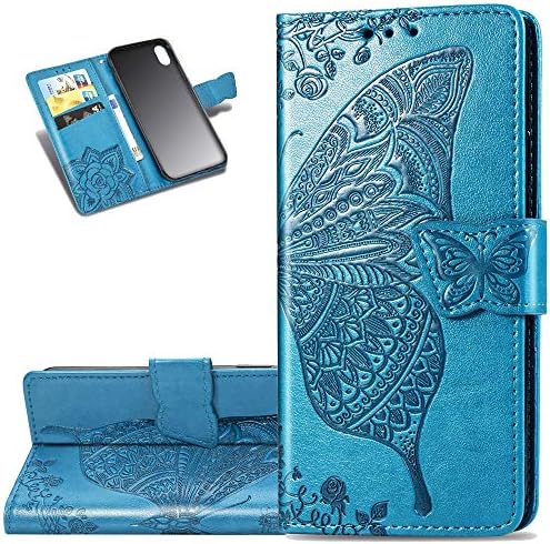 LEECOCO iPhone Xs Max Case Premium PU kožna futrola za preklopni novčanik leptir reljefna zaštita cijelog tijela držač kartice sa